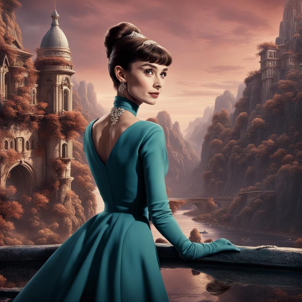 Detailed Matte Painting of Audrey Hepburn