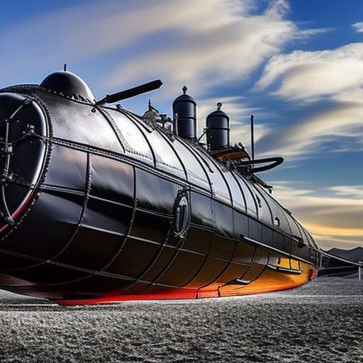 Detailed Steampunk Submarine in 8K Resolution