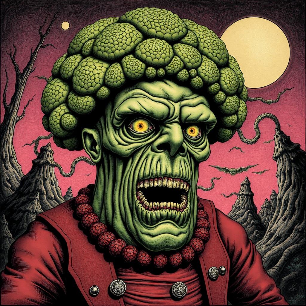 Grotesque Mandelbroccoli Man Horror