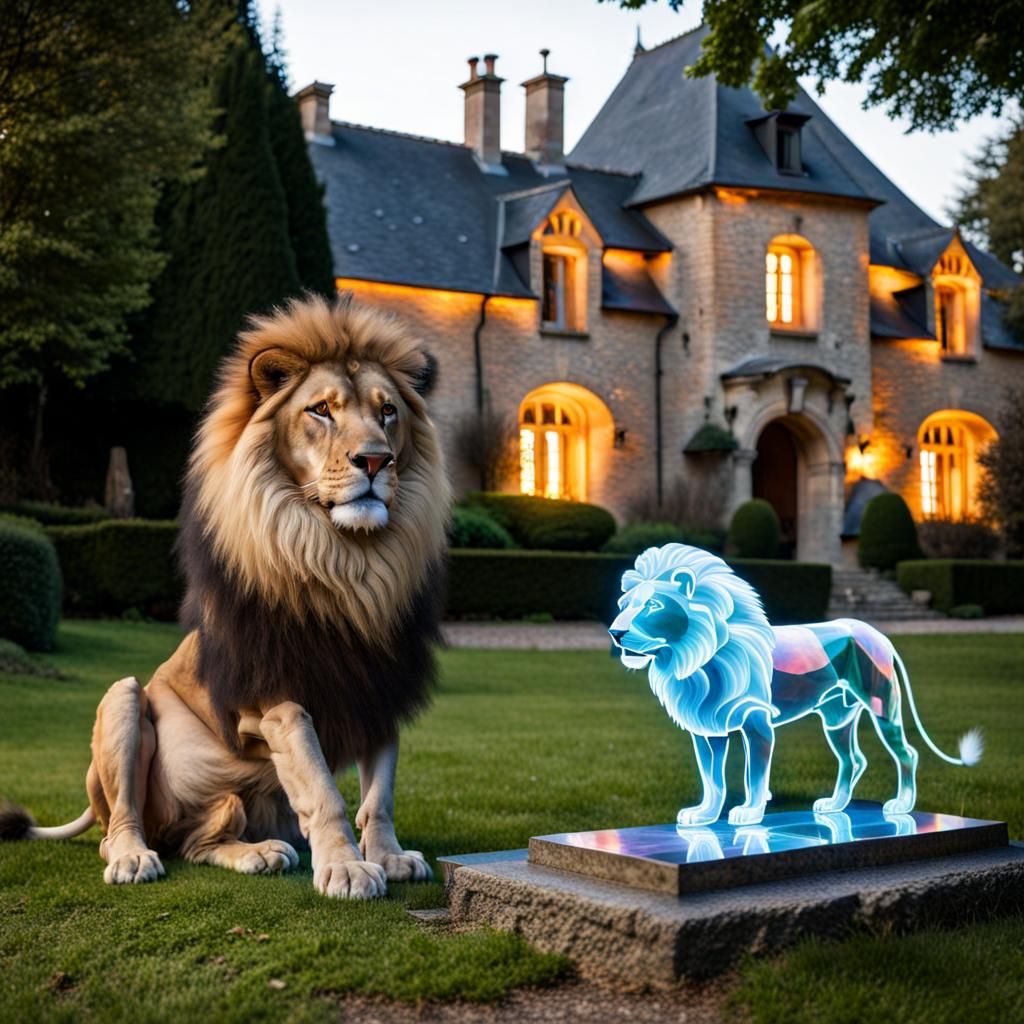 Holographic Lion Guarding a Manor