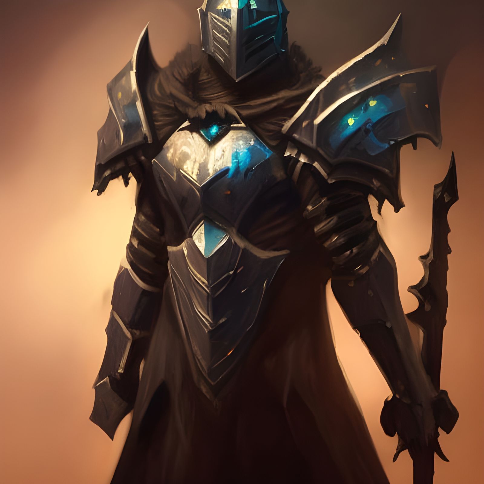 Apocalypse Knight in Black Armor: Detailed Portrait