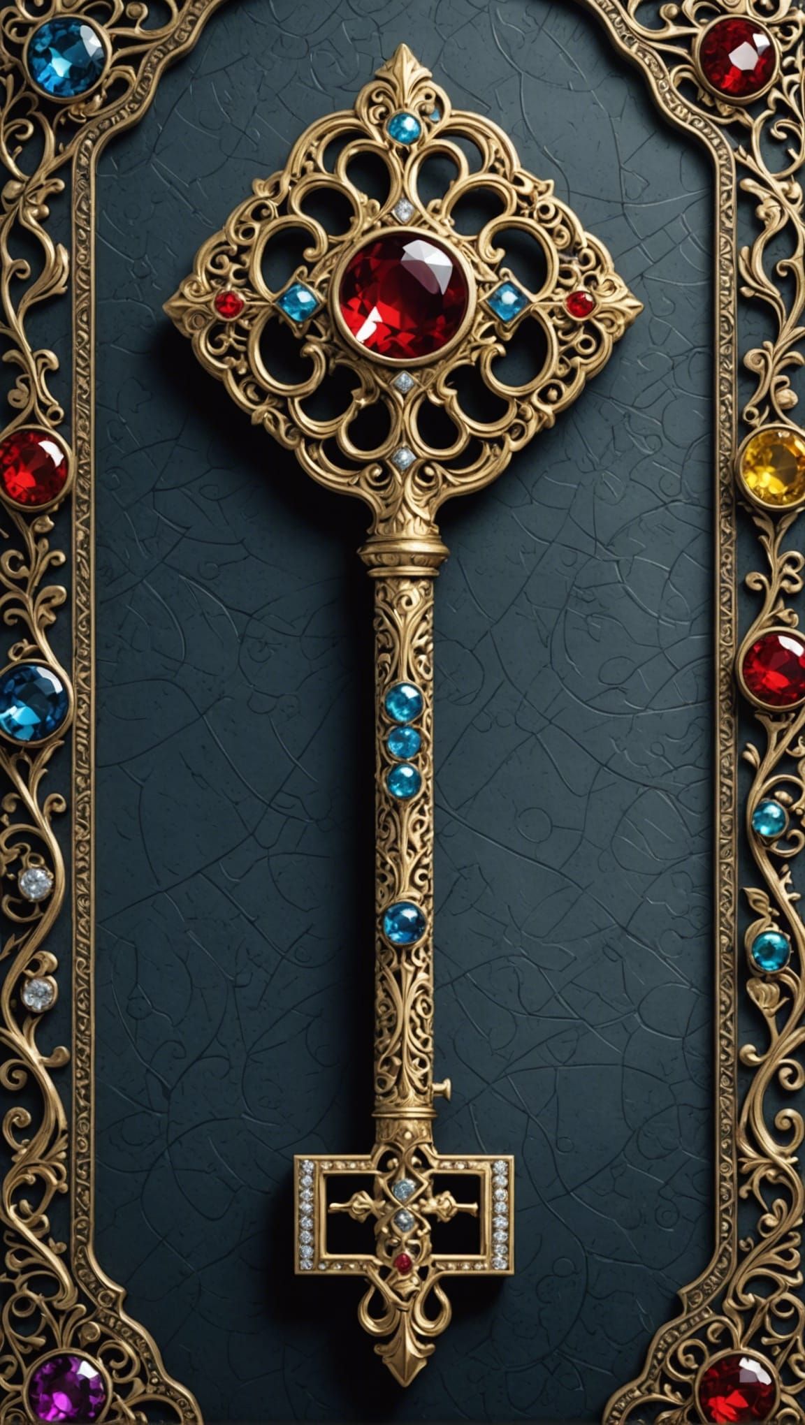 Ornate Jeweled Key of Medieval Royalty