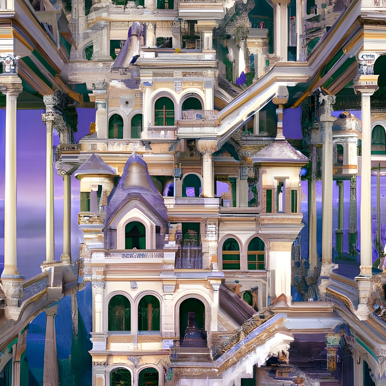 Surreal Escher Palace with Impossible Geometry