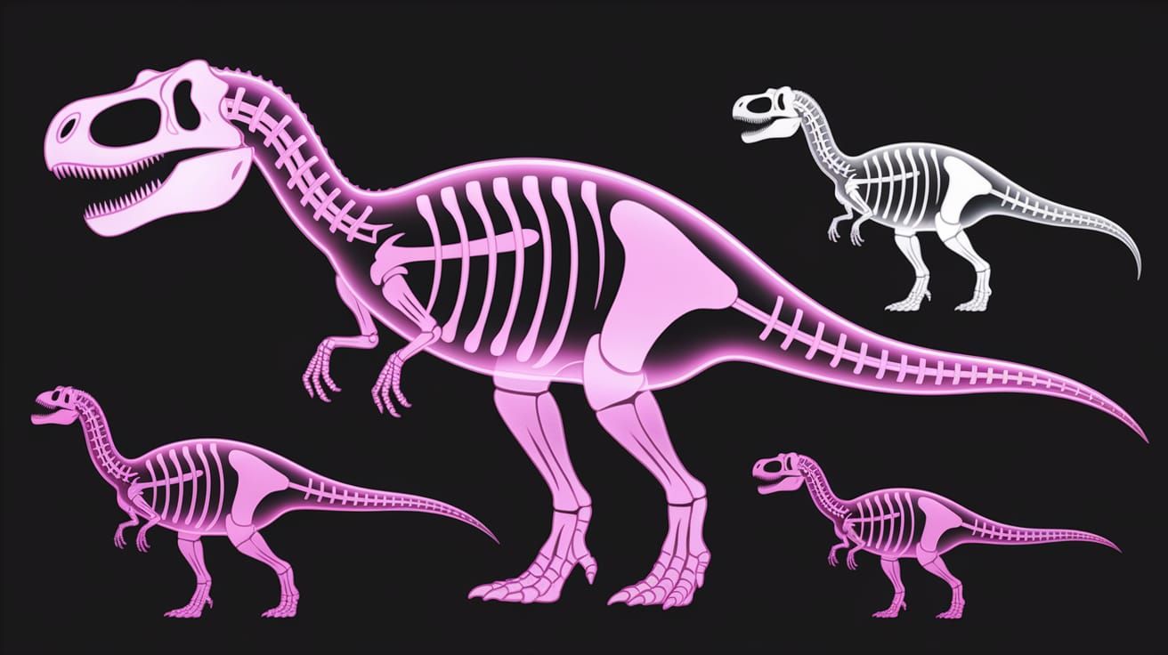 Radiant Ethereal X-Ray Dinosaurs in Vector Style