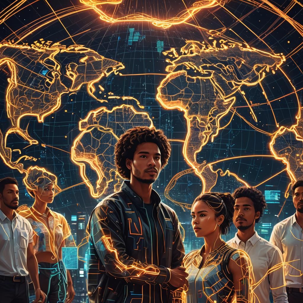 Futuristic Digital Art: Global Tech Connections