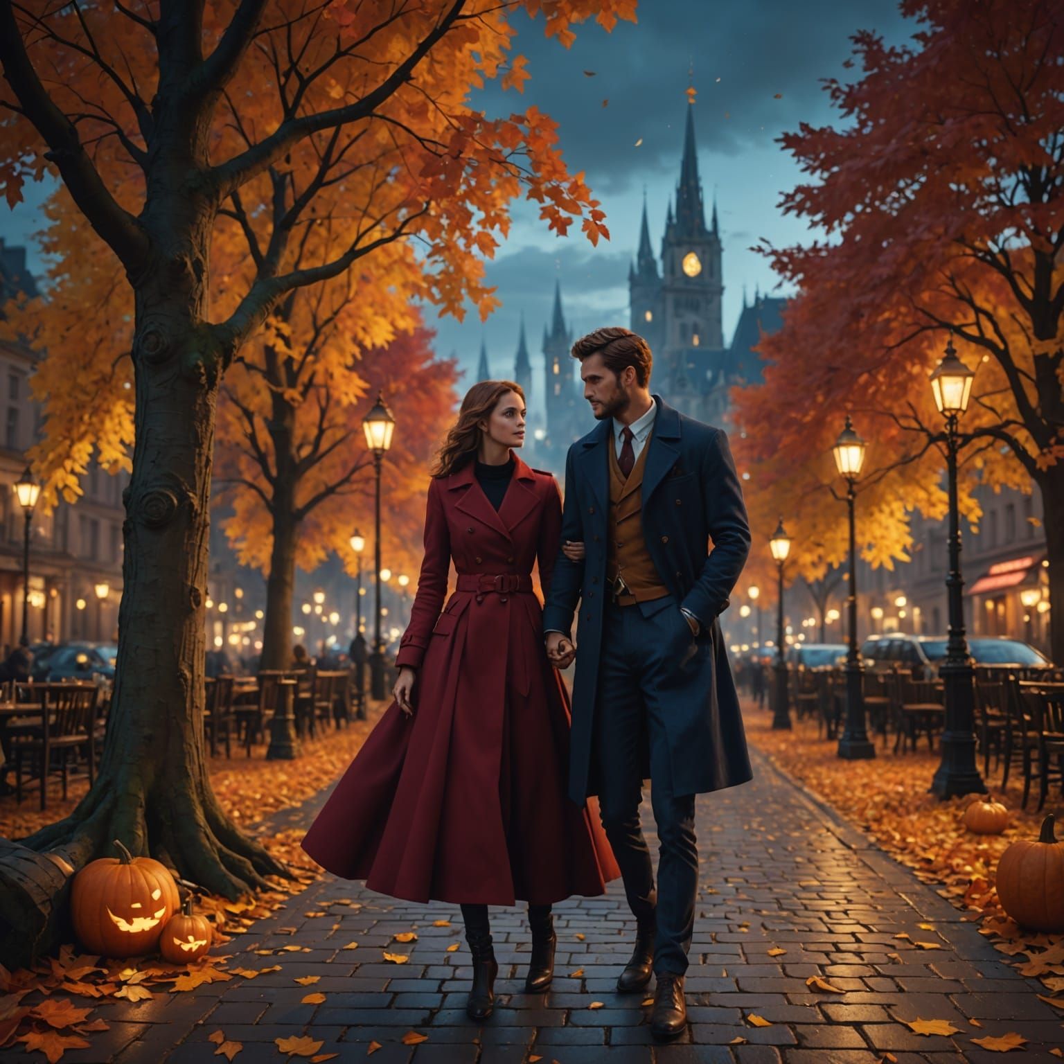 Autumn Evening Date: Detailed Matte Painting