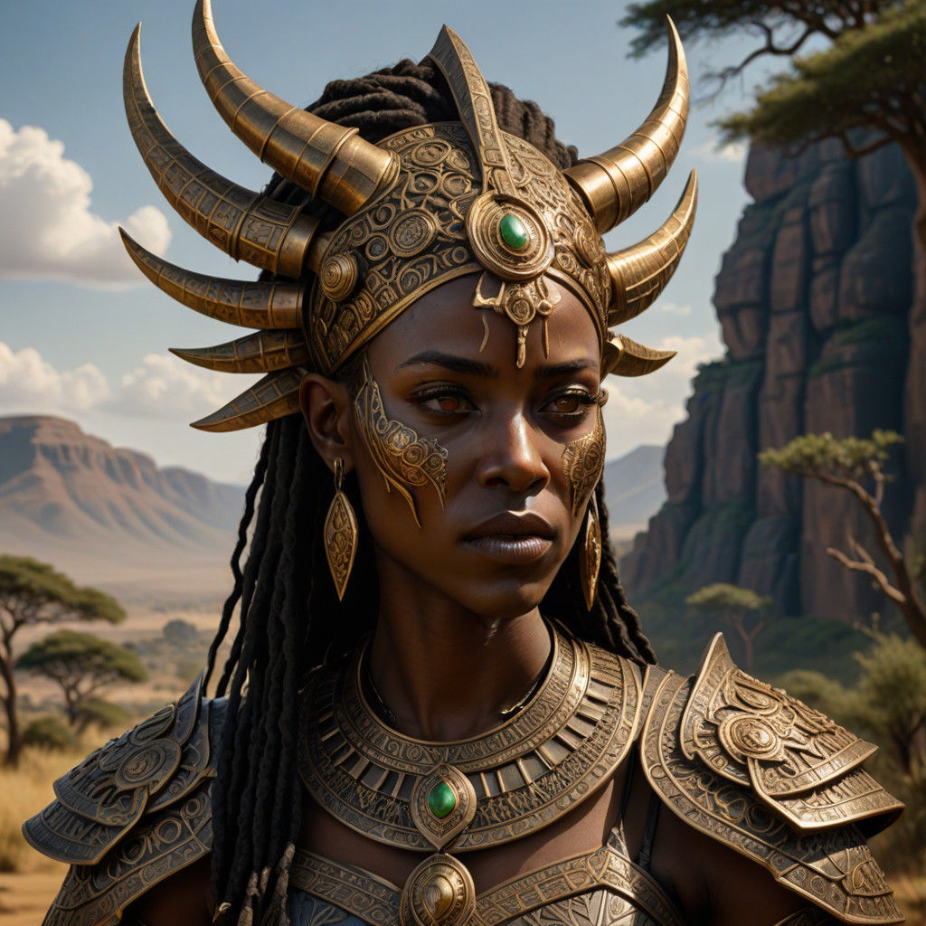 Ethiopian Demoness in Golden Armor