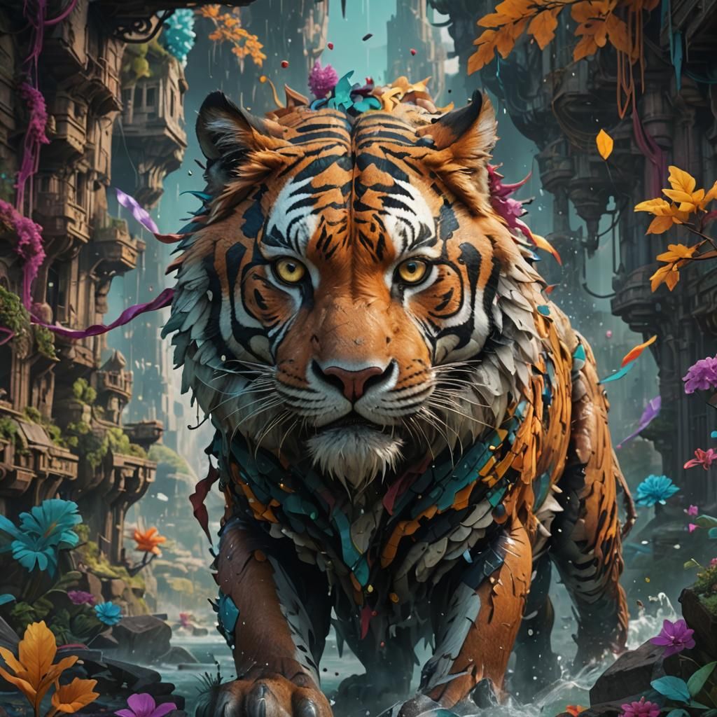 Fantastical Glitch Art: Detailed Matte Painting