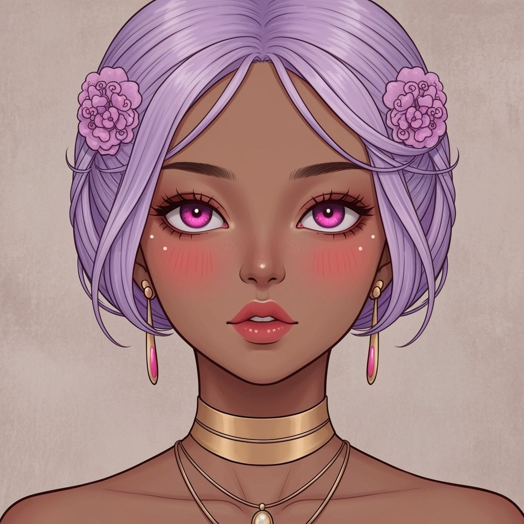 Chinese Woman with Lavender Hair in Digital Art Style