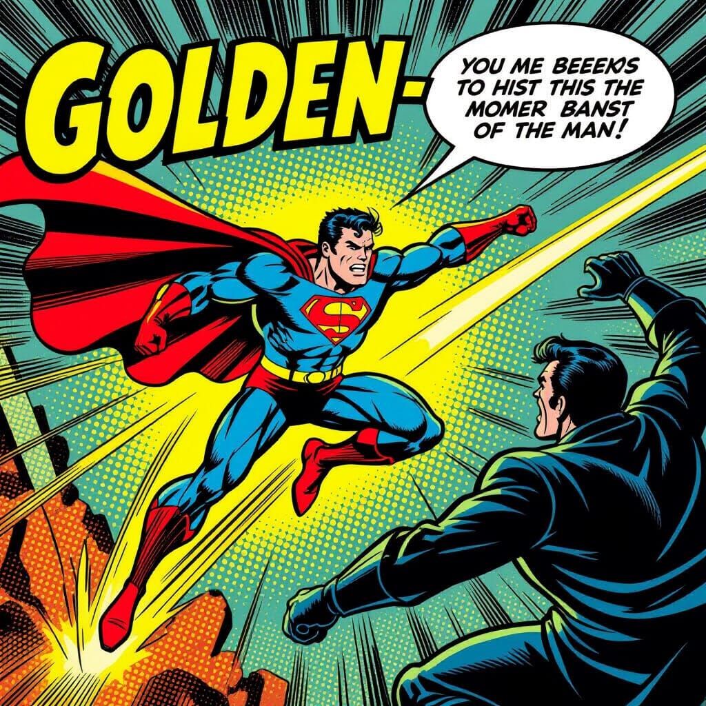 Golden Age Superhero Comic Cover in Dynamic Action