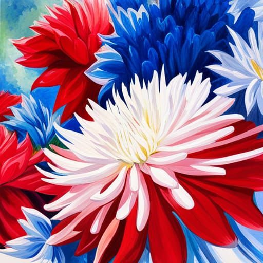 Glistening Dahlia in Fairy Environment, Gouache Style