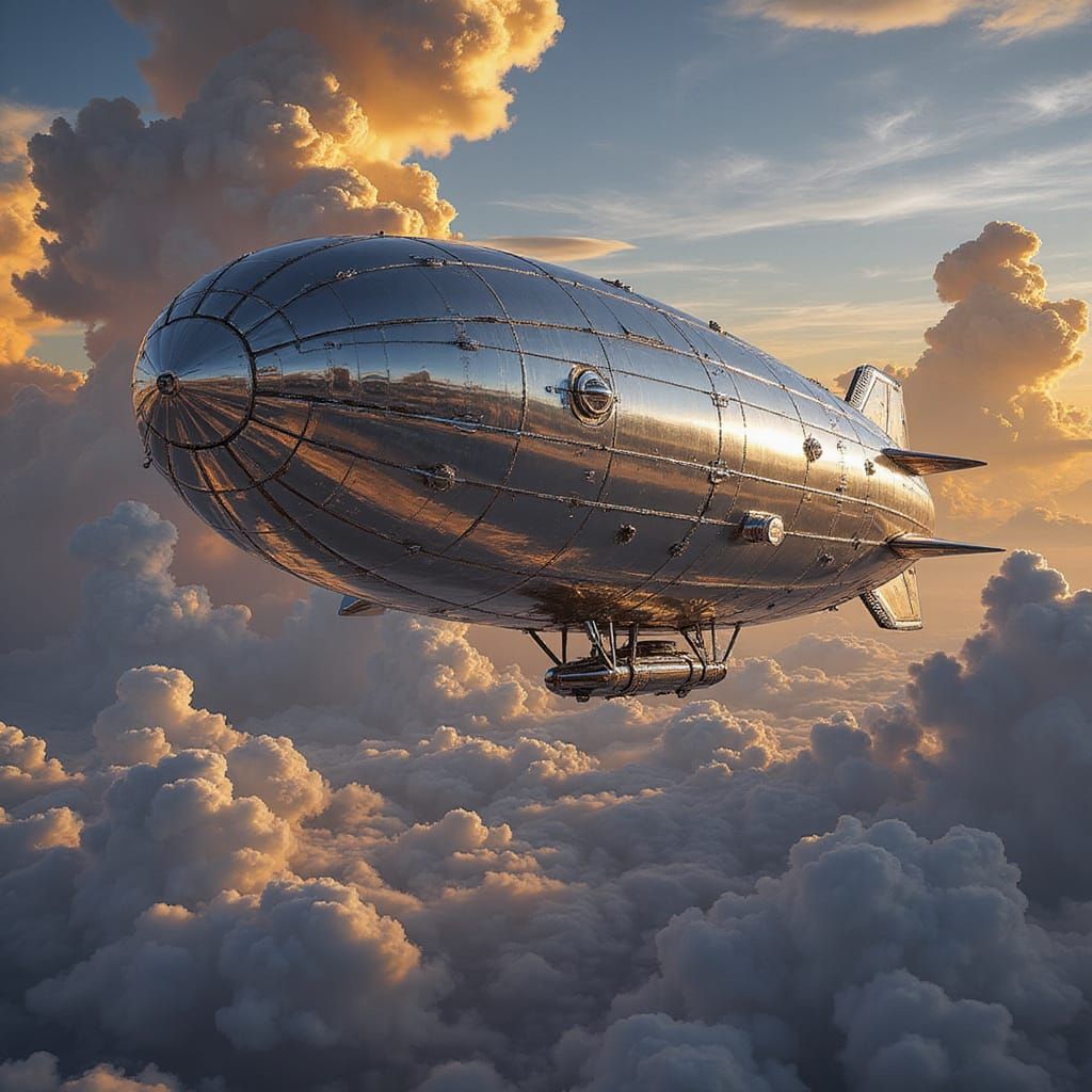 Surreal Blimp Soars Through Vibrant Yellow Skies of Venus