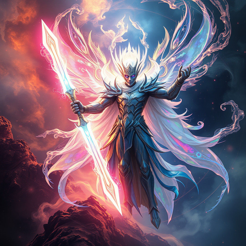 Otherworldly Being Wielding Ethereal Energy Sword
