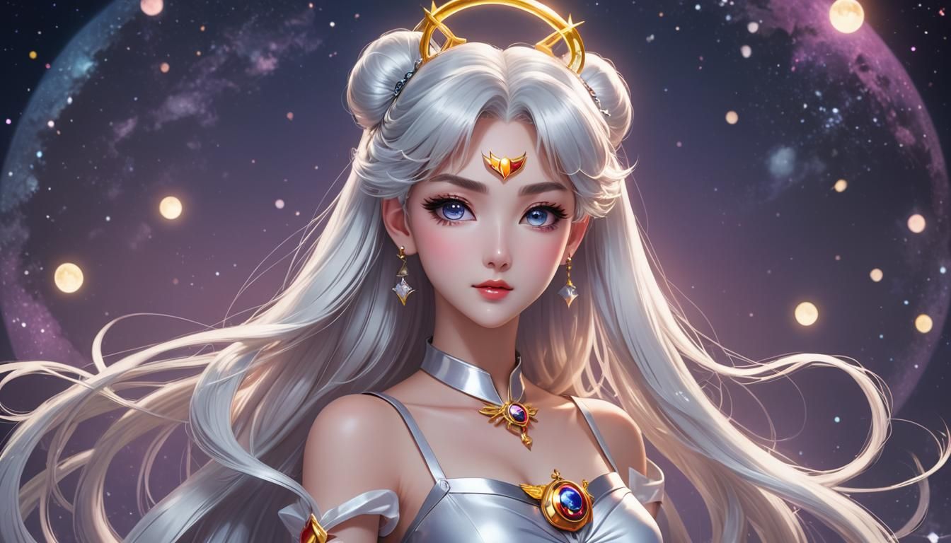 Sailor Moon with Silver Fuku in Kawaii Style