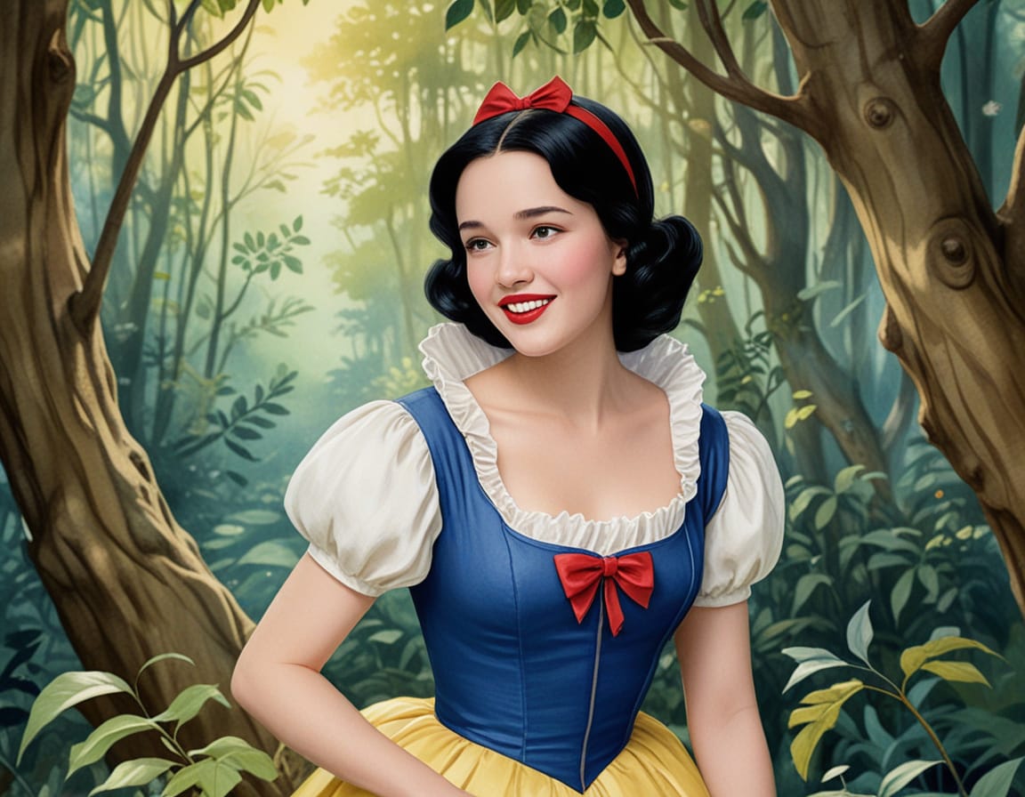 Snow White in Vintage Disney Animation Style