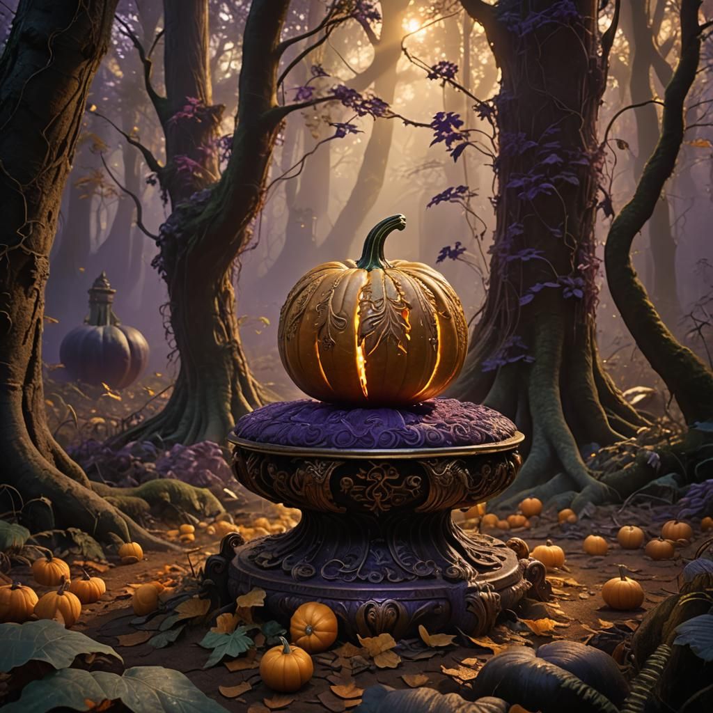 Glowing Caramel Squash in Mystical Forest