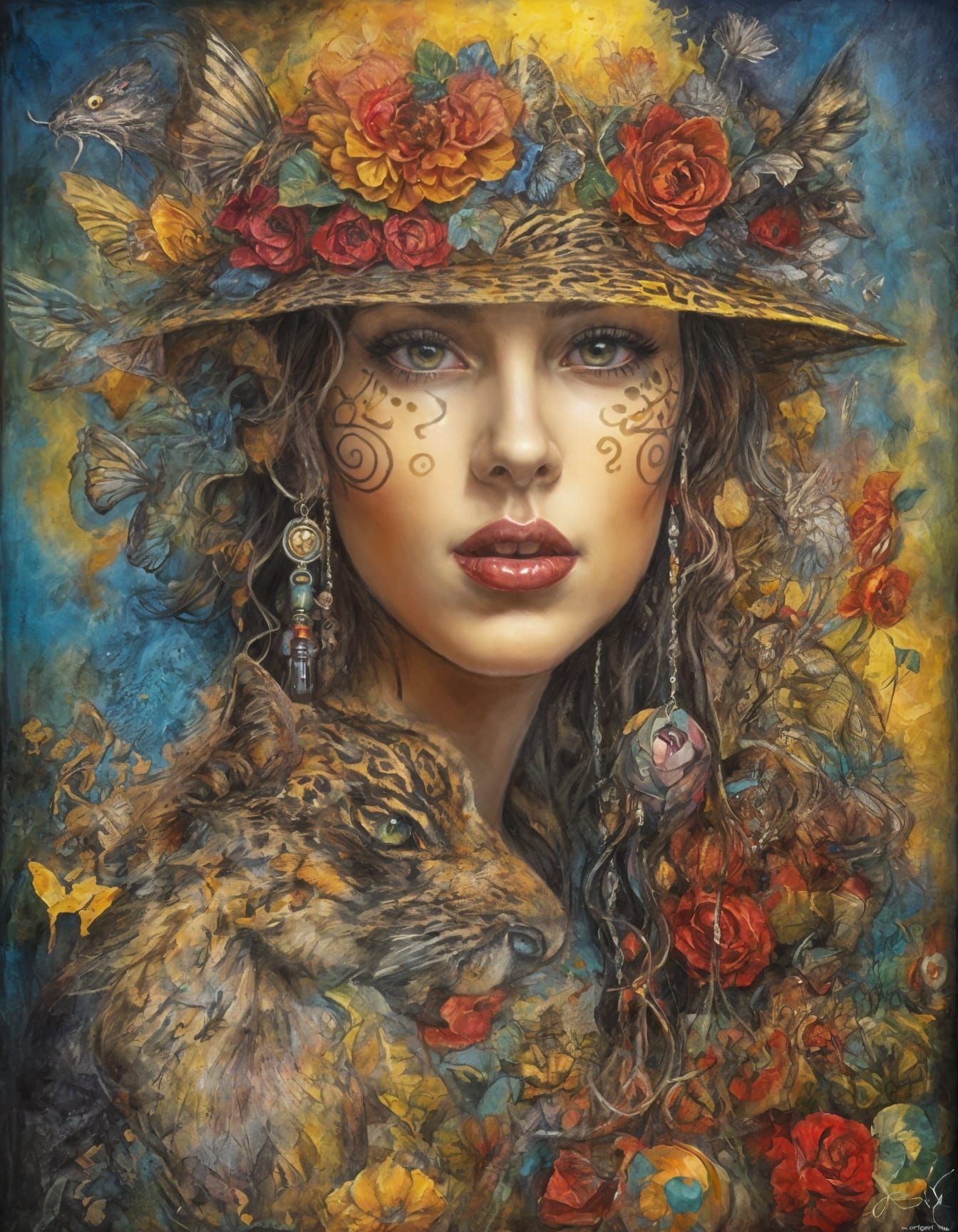 Exotic Woman in Vibrant Impasto Style