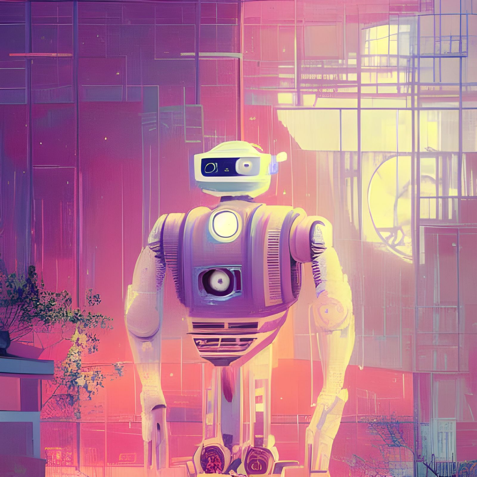 Robots in Cel-Shaded Digital Illustration