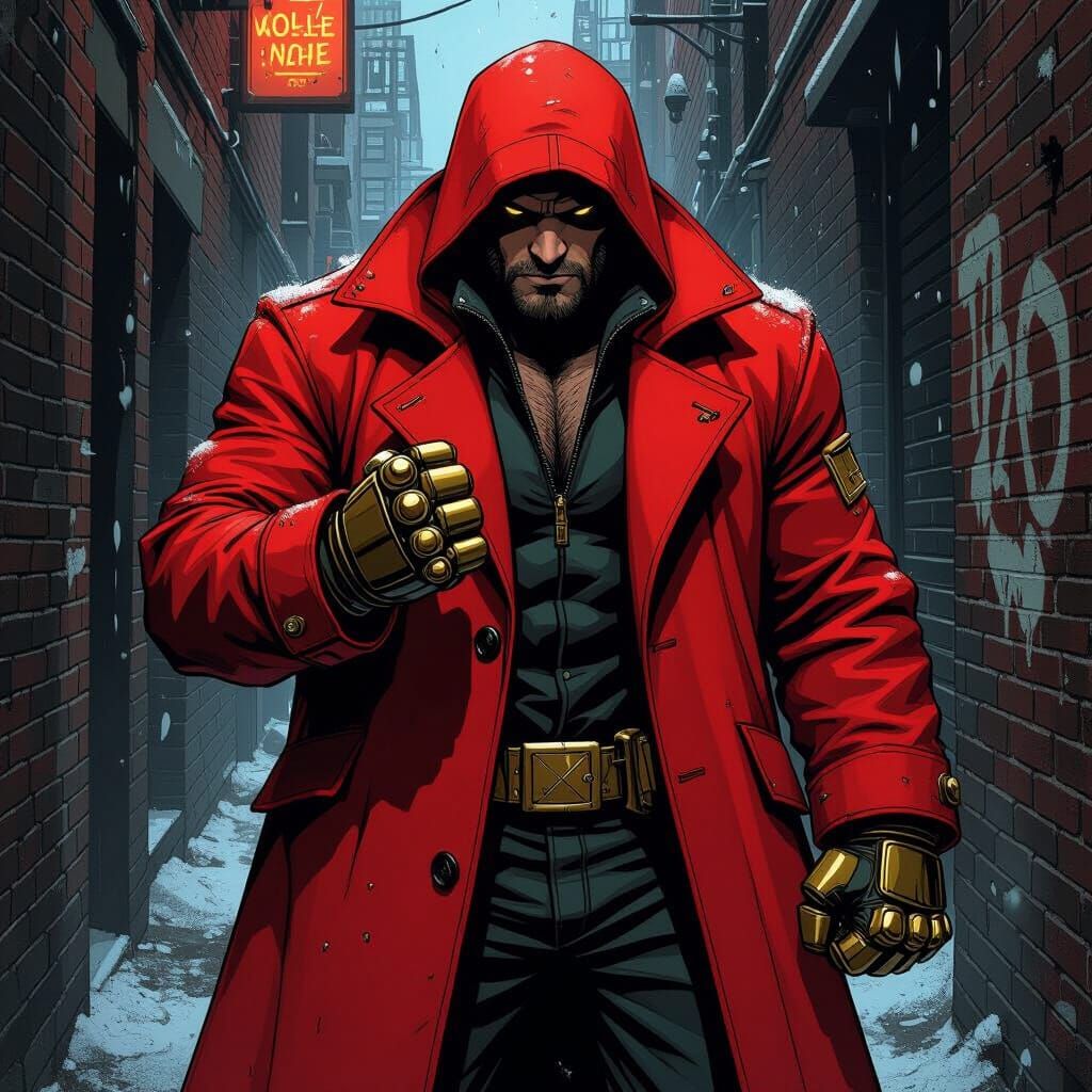 Gritty Hero Knuckleduster in Dark Alleyway