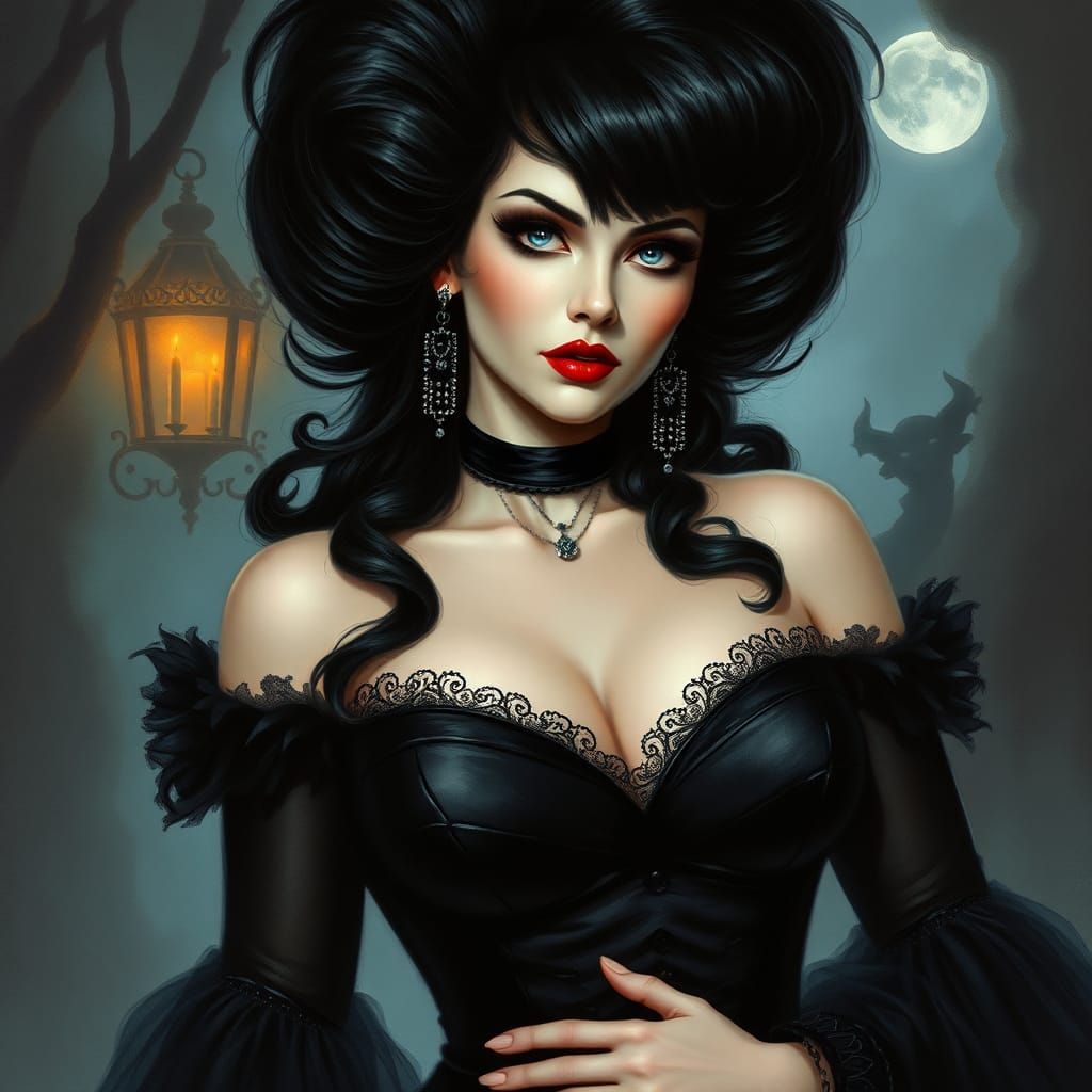 Elvira Mistress of the Dark Fantasy Portrait