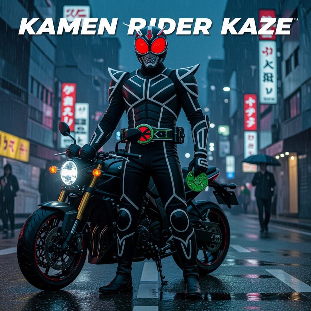 Kamen Rider Kaze: Modern Neo-Tokyo Hero in Rain