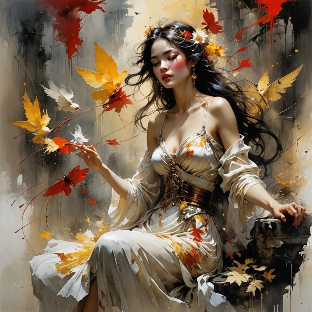 Beautiful Woman Portrait in Classic Art Style