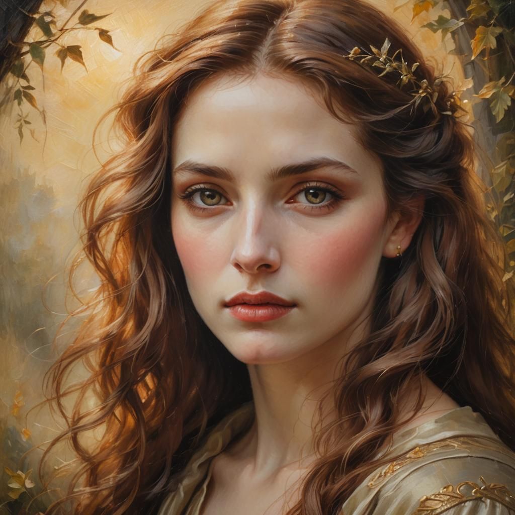 Gentle Beauty: A Vampire Portrait in Pre-Raphaelite Style
