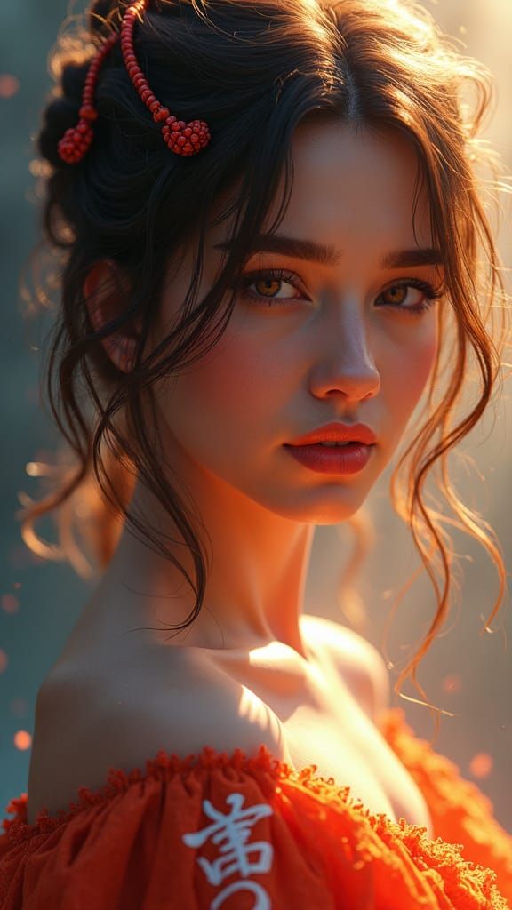 Detailed Portrait of a Beautiful Young Woman
