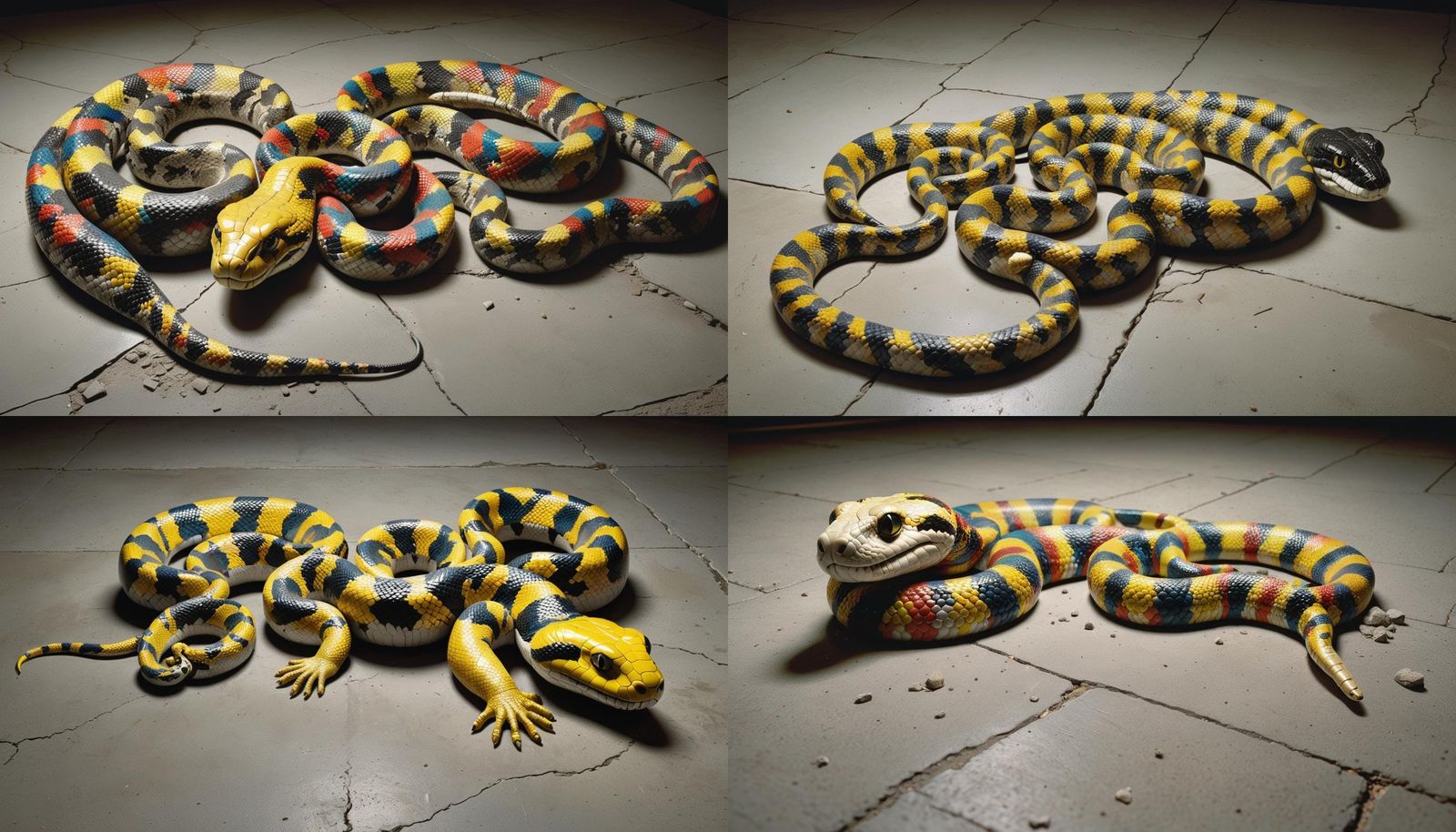 Crawling king snake, concrete art sculpture god like..