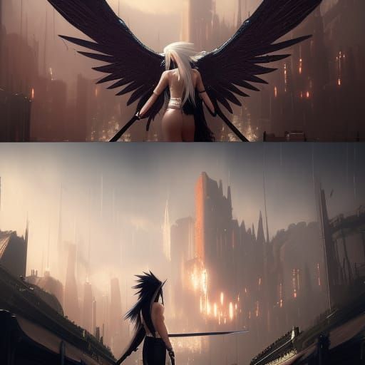 Sephiroth and Tifa on a Date: Dark Fantasy Art