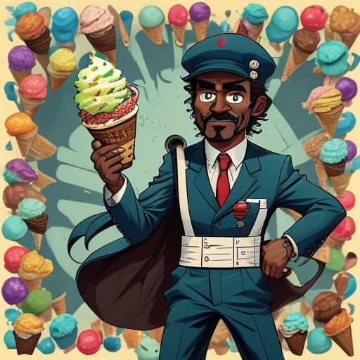 Surreal Ice Cream Vendor in Tentacle Forest