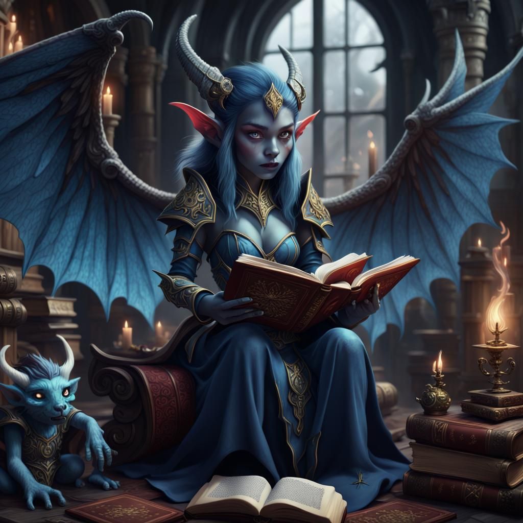 Fantasy Team Reading a Magical Book: Digital Painting