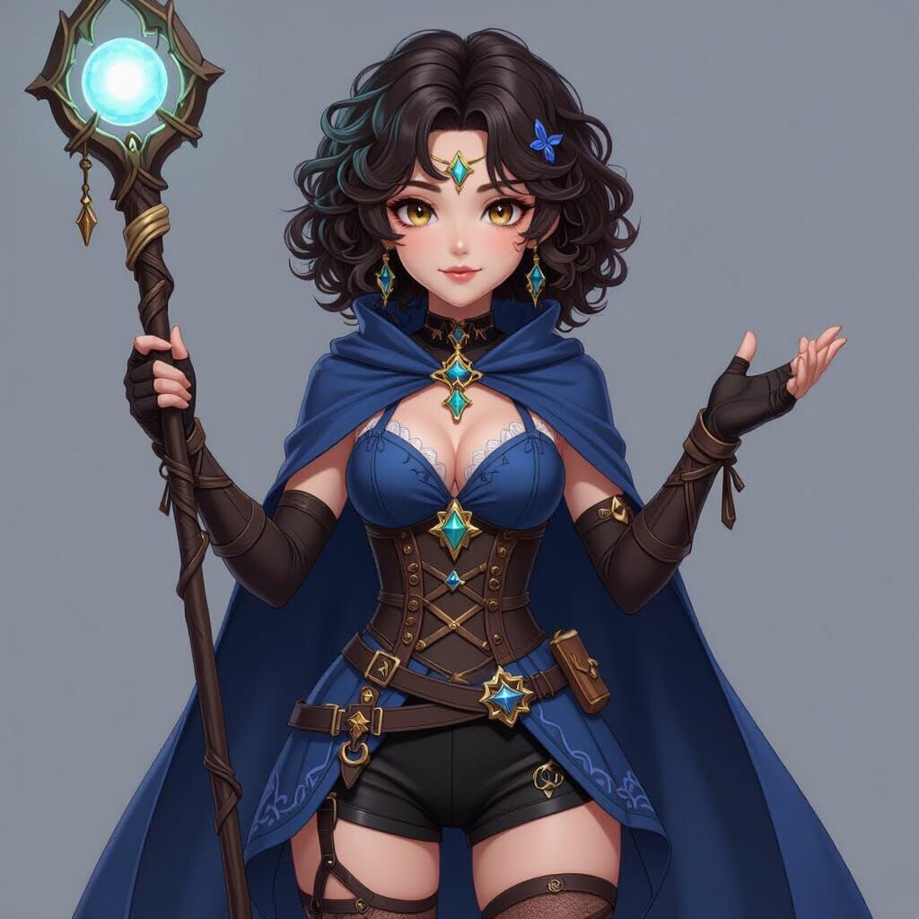 Anime Witch Character in Genshin Impact Style