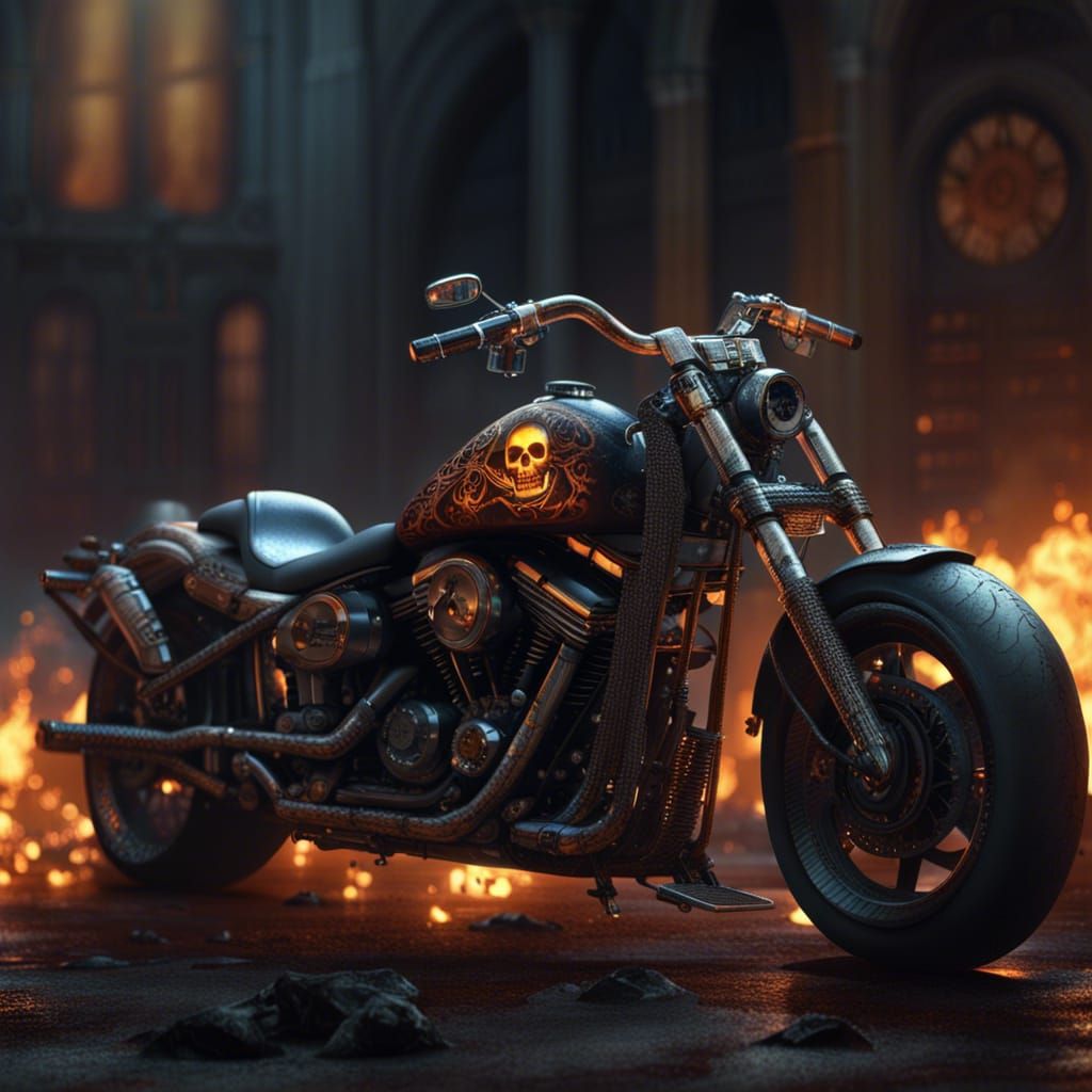 Fiery Bone Motorcycle Fantasy Art