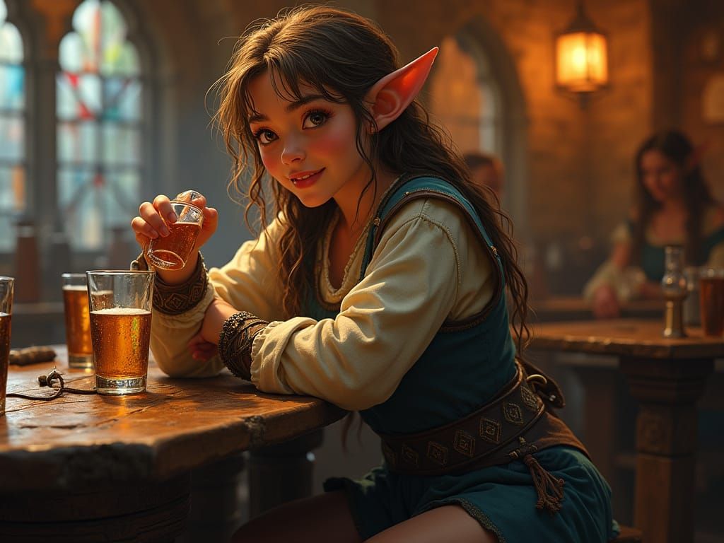 Halfling Tavern Keeper in Middle-earth, Hyperrealistic Style