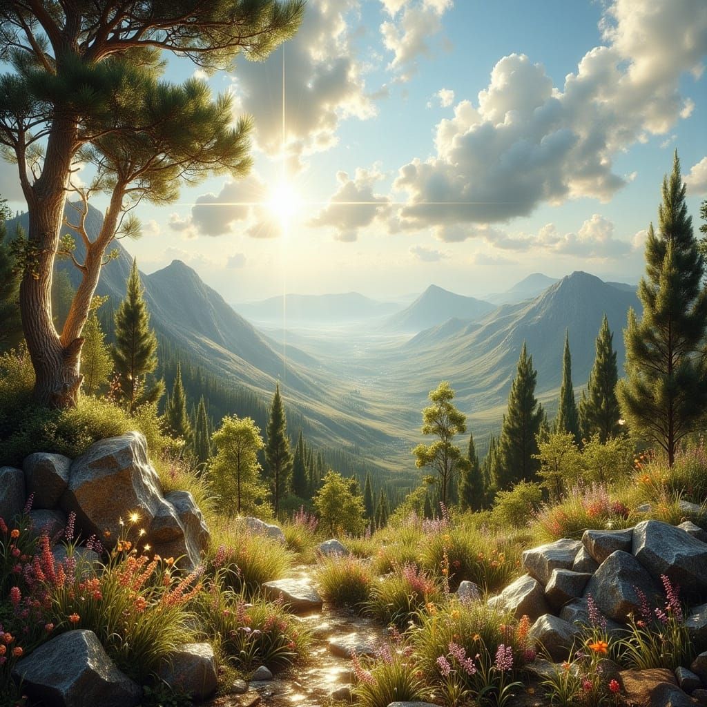 Vibrant Mediterranean Landscape Emerges from Featureless Pla...