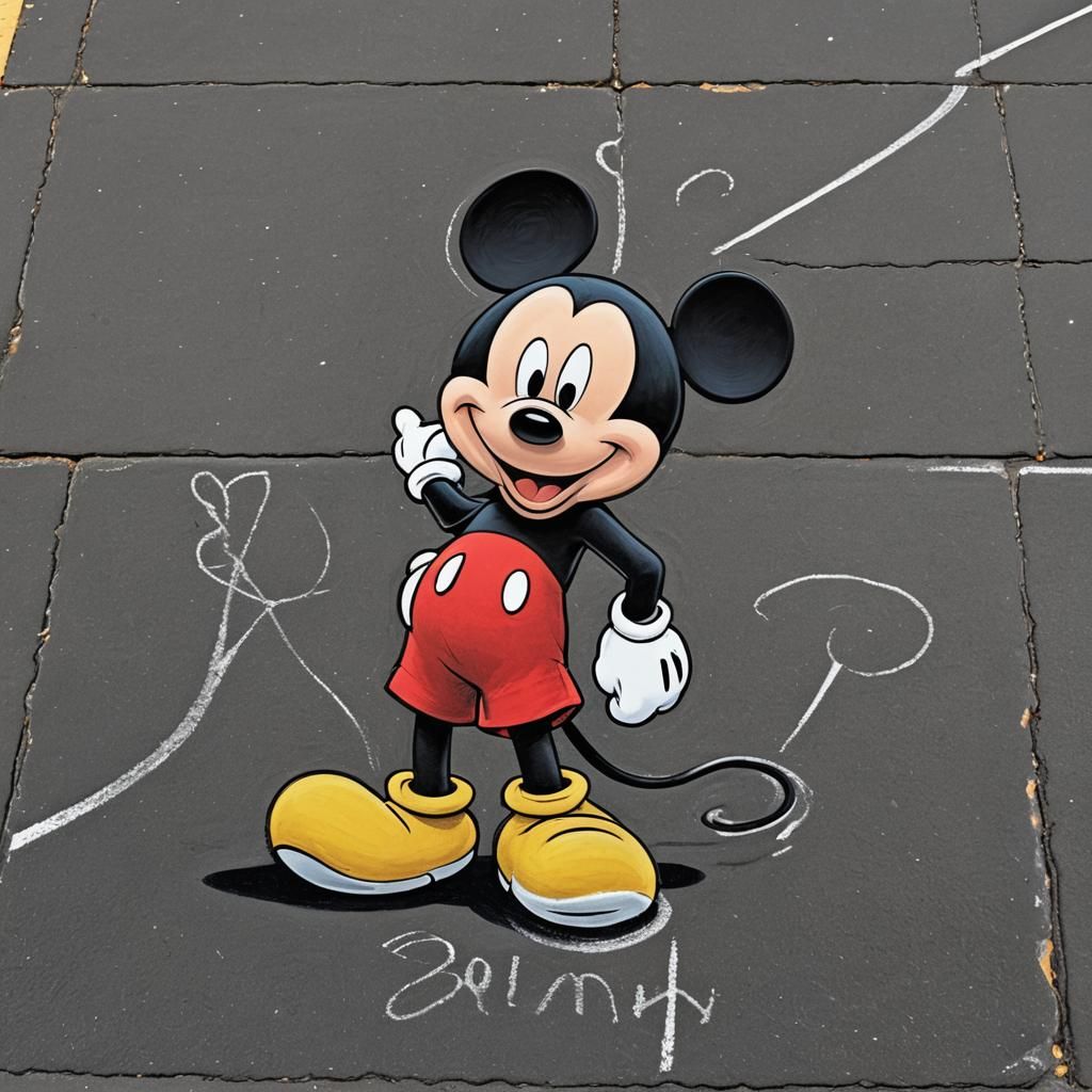Charming Chalk Art: Mickey and Bugs Bunny