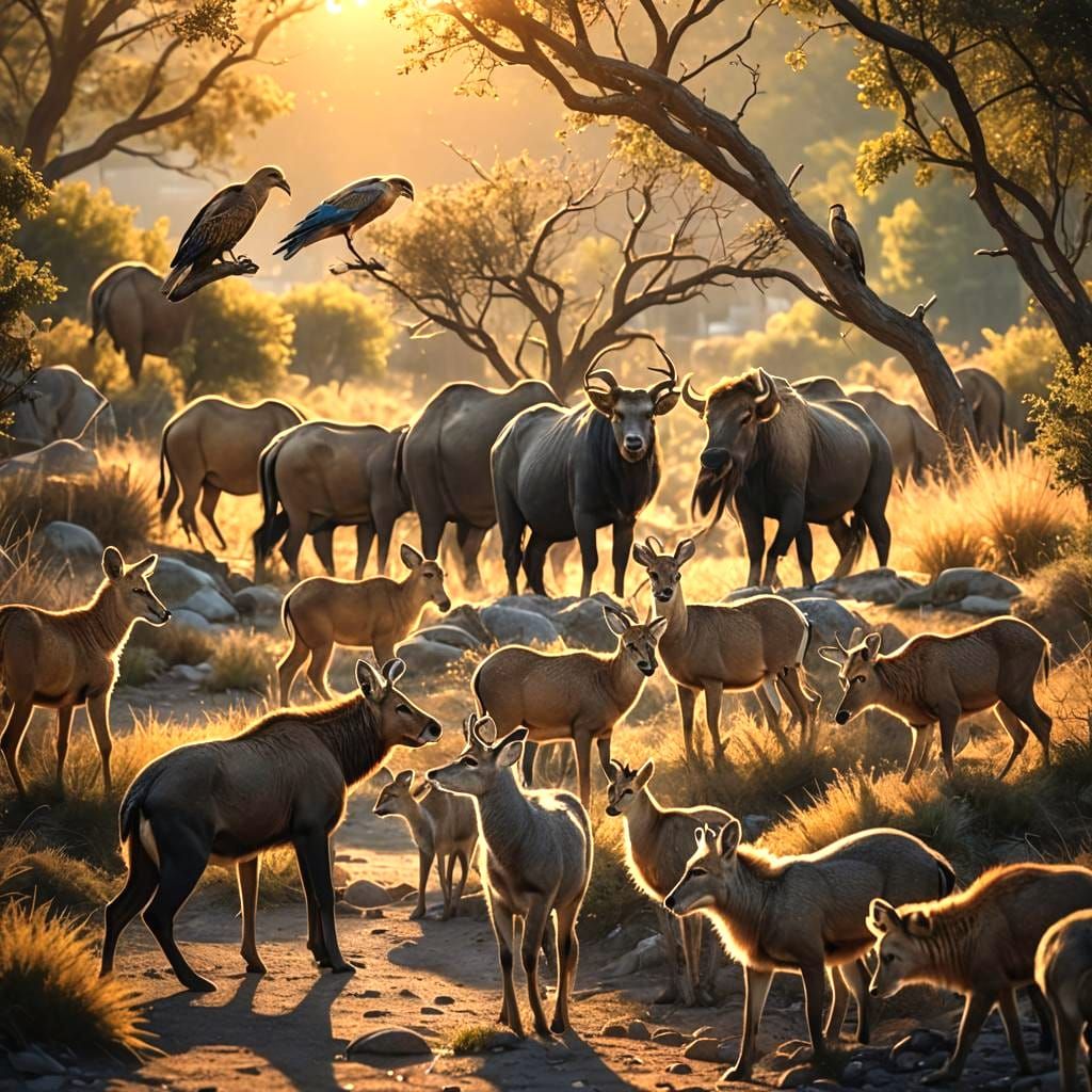 Animals Float Above Town in Hyperrealistic Detail