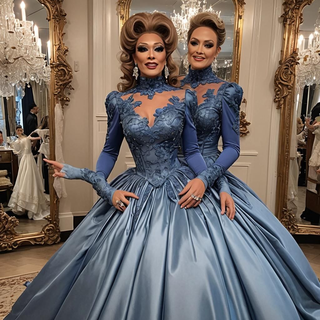 Extravagant Drag Queen in Satin Wonderland