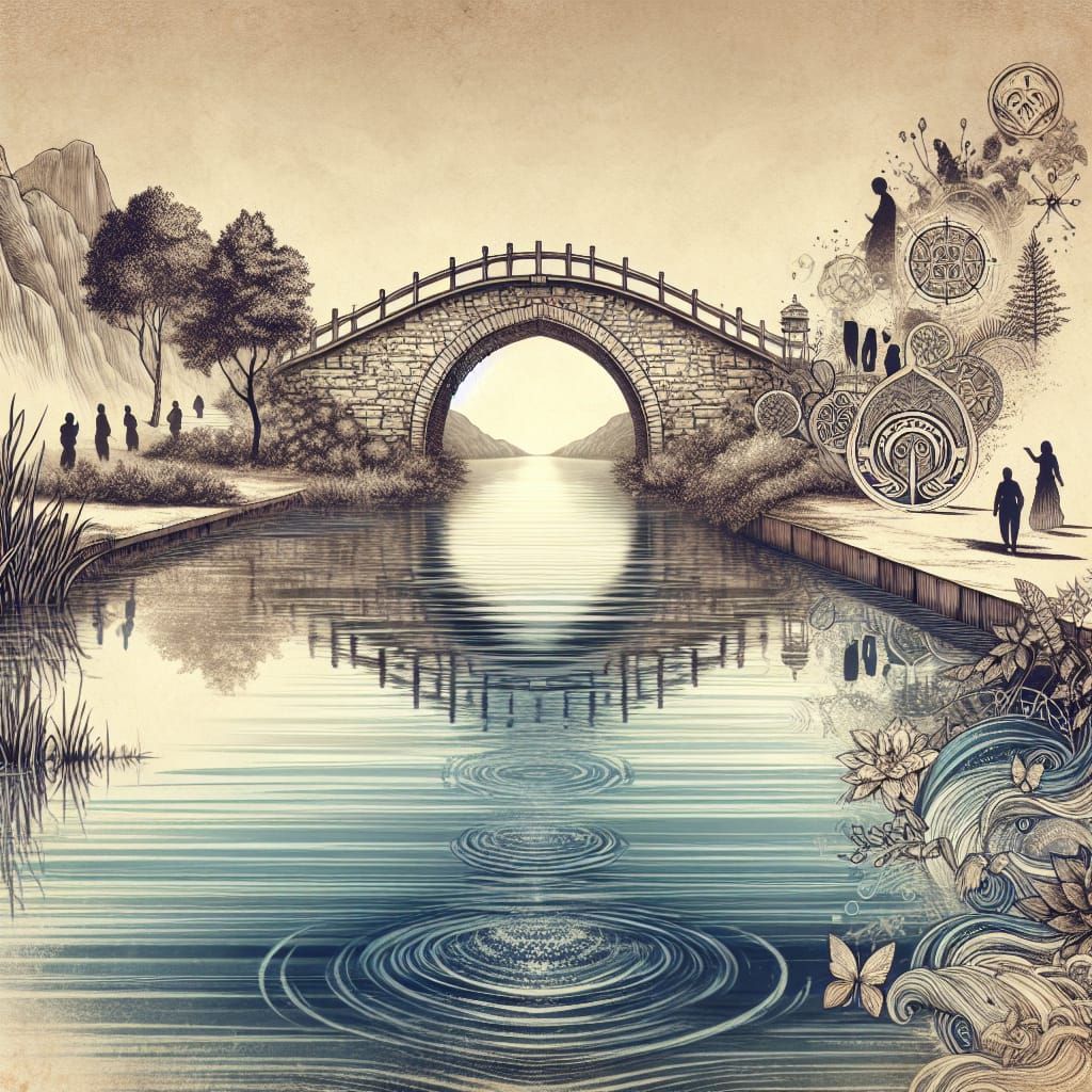 Serene Stone Bridge Reflecting Life's Wisdom