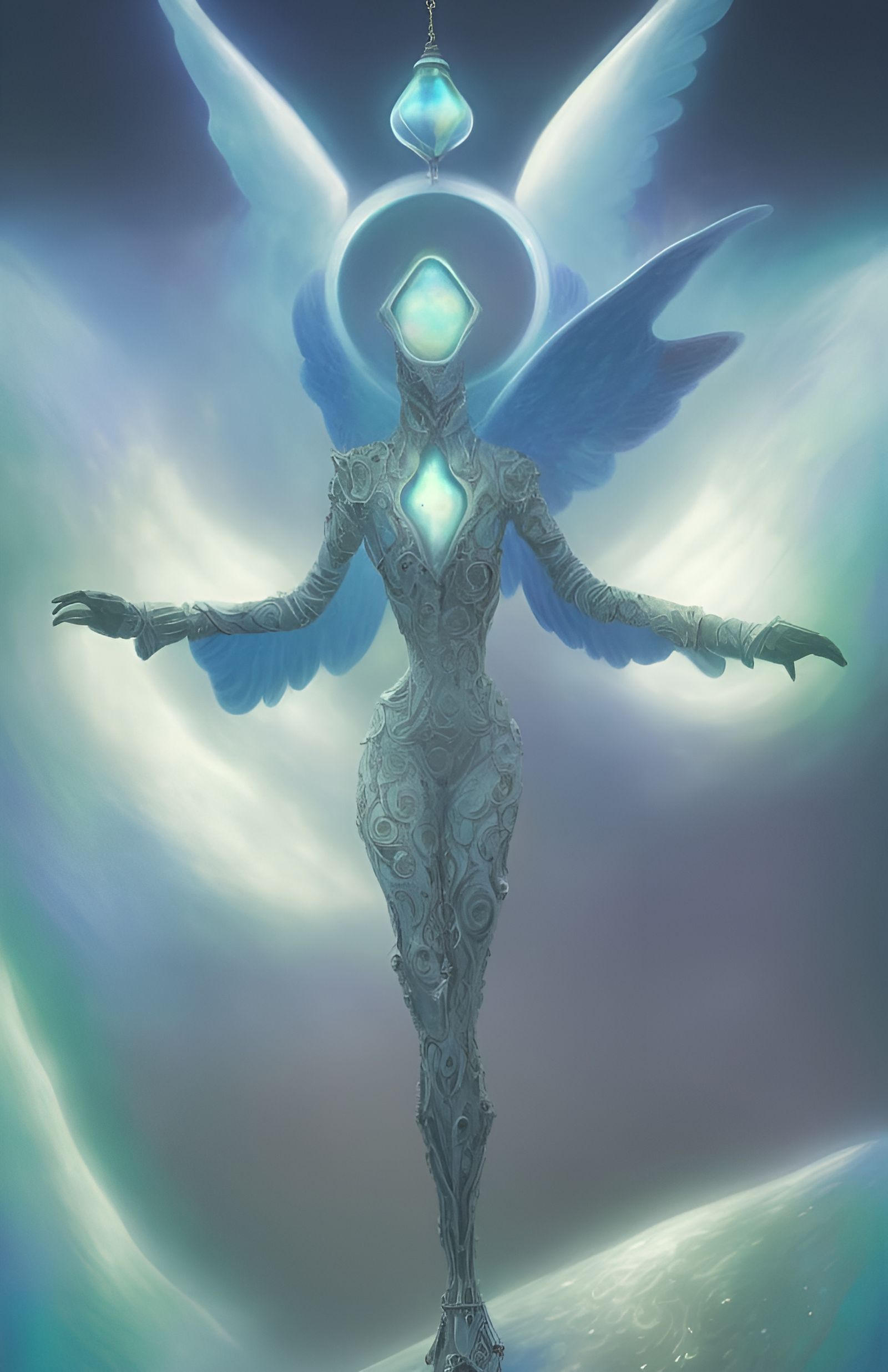 Iridescent Angel Archbishop in Rococo Style