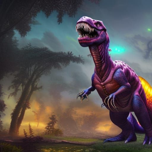 Detailed T-Rex Matte Painting in Deep Color