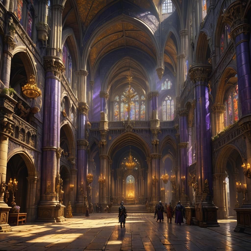 Knights and Dragons in Medieval Grand Hall