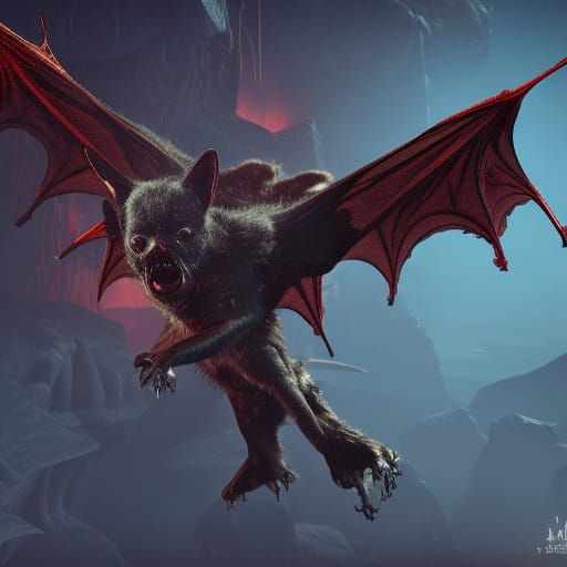 Detailed Vampire Bat Fantasy Concept Art