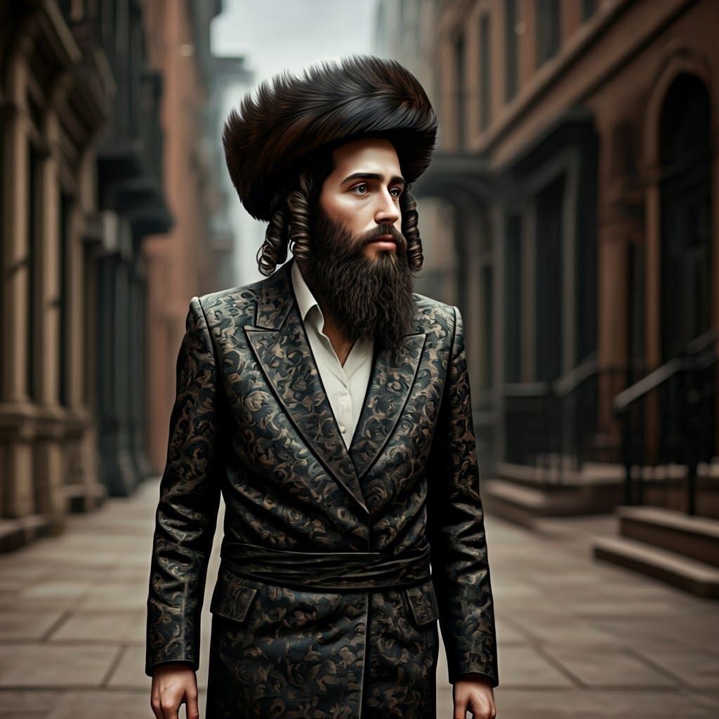 Hasidic Man with Streimel in Fantasy Art Style