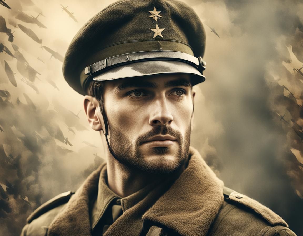 Double Exposure Portrait in WWII Scenario