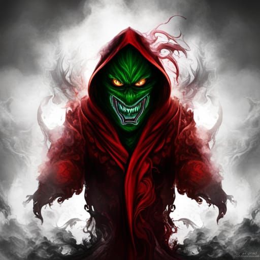 Eerie Emerald Phantom in Kimono, Fantasy Concept Art