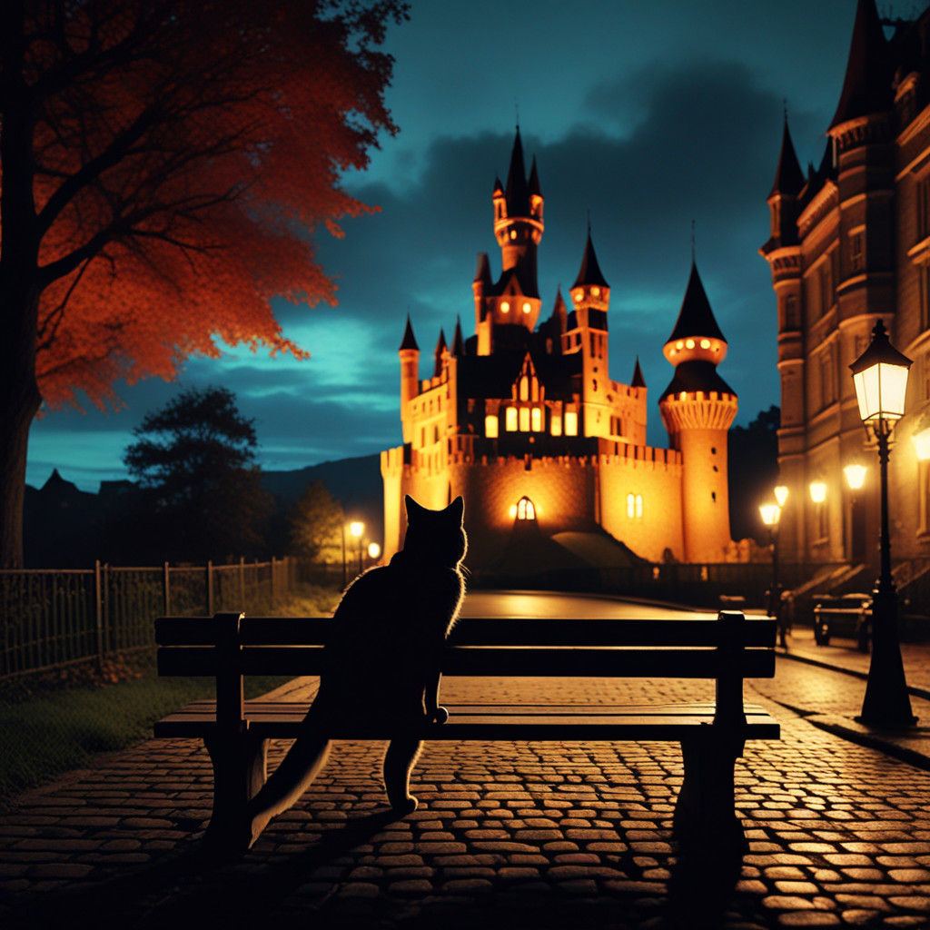 Surreal Fantasy Scene with Gingerbread Hero and Majestic Cas...