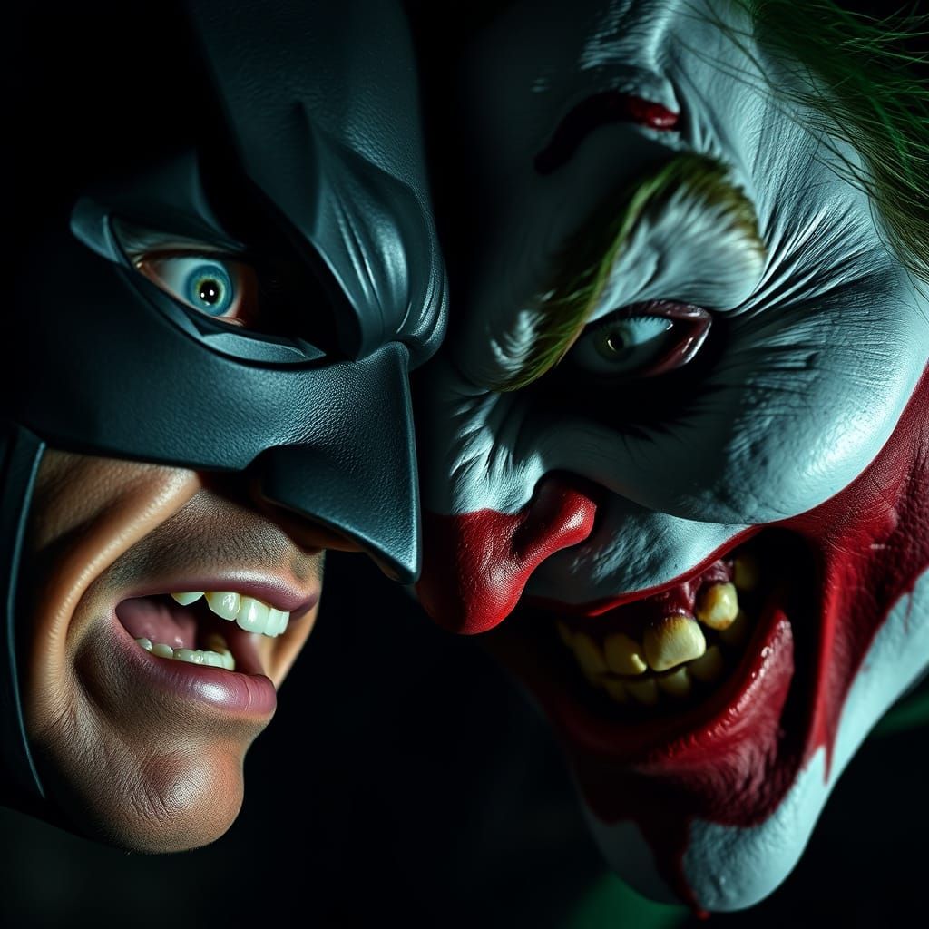 Batman Terrorized by Joker's Sinister Grin