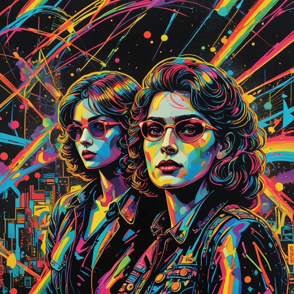 Rebellious Duo in Retro 3D Pop Art